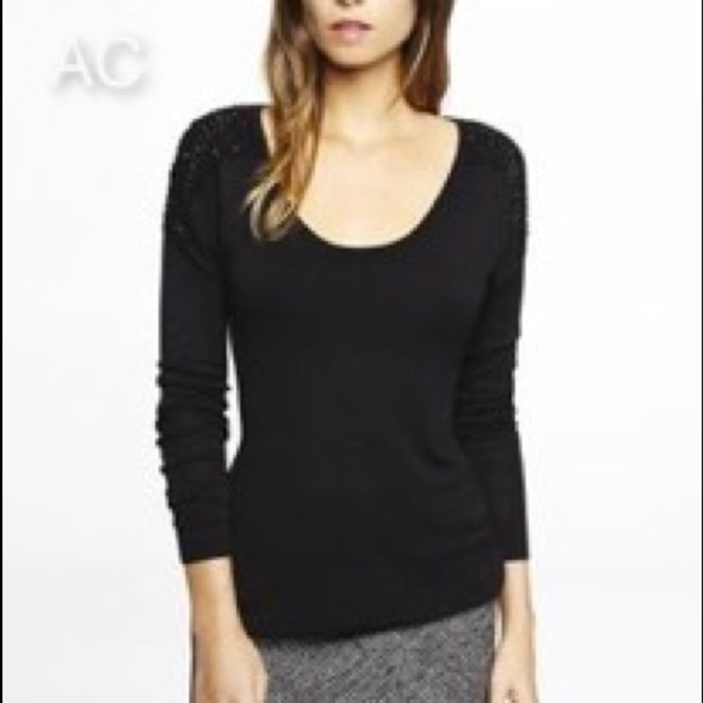 Express Black Rhinestone Embellished Sweater